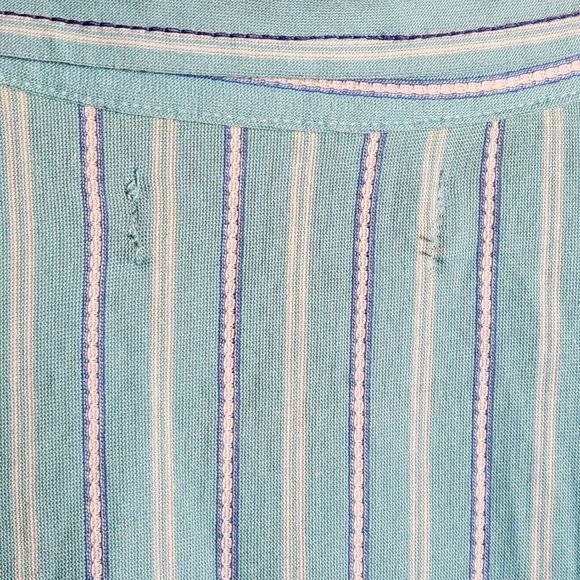 J. Ferarr Mens XXL NWT 100% Cotton Fitted Short Sleeve Button Up Turquoise - Picture 14 of 15